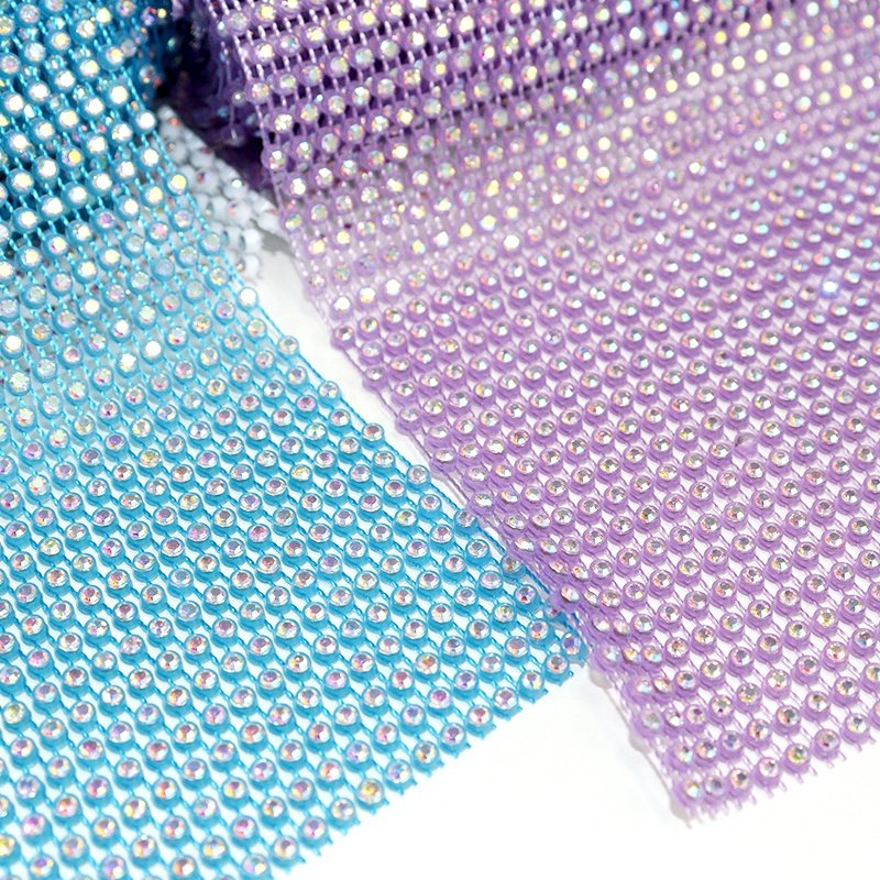 S593 Stretch rhinestone mesh trim by yard hollow out mesh diamond rhinestone mesh