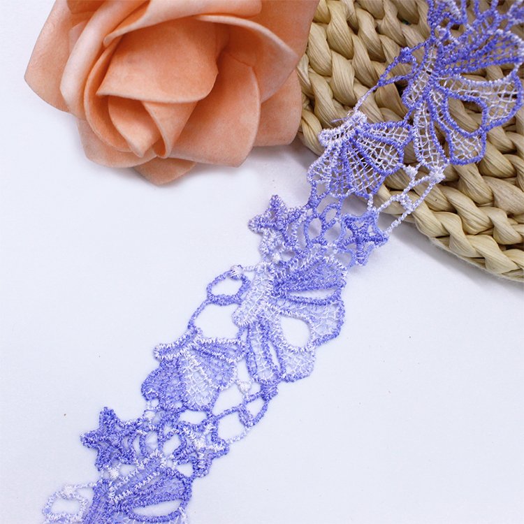 High quality colored shell embroidered necklace with polyester lace trimmings and dressing accessories