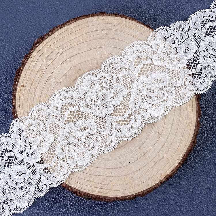 affninty elegant spandex trimming ivory bridal lace ribbon french floral chantilly white elastic lace trim for underwear