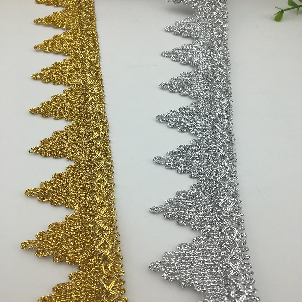 sewing upholstery lace triangle tassel metallic gold silver fringe trim