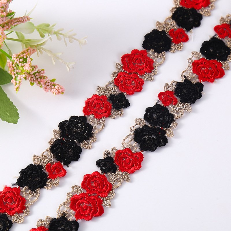 ZSY Wholesale Border Lace Trimming Lolita Floral Embroidery Polyester Water Soluble Embroidery Lace Trim