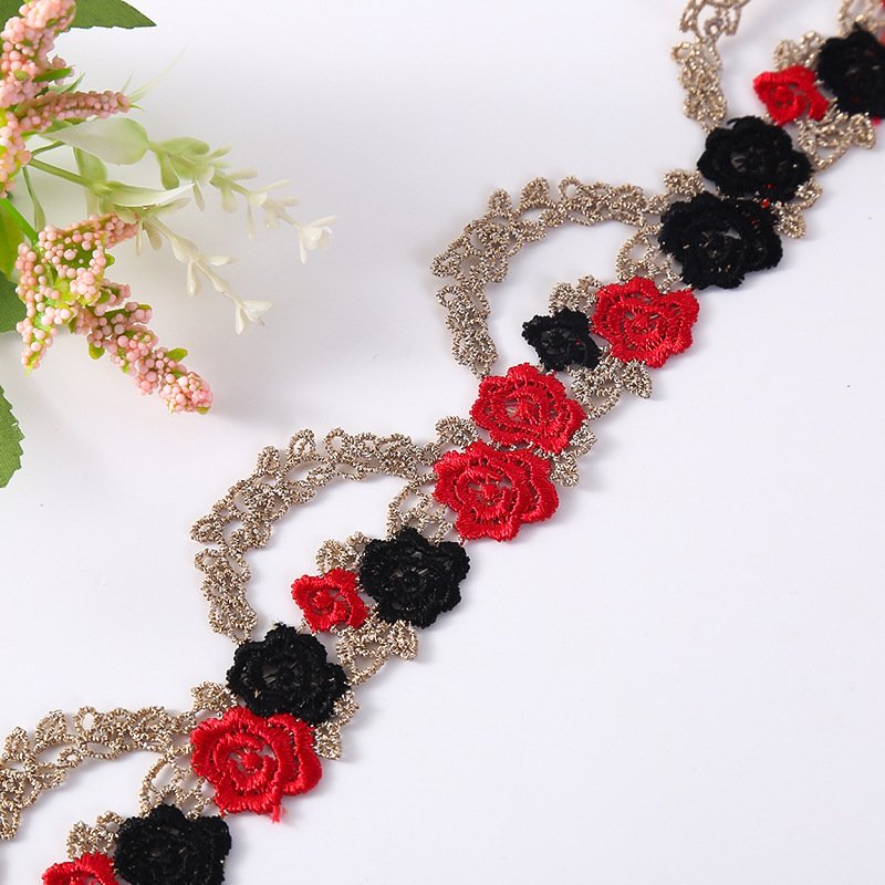 ZSY Wholesale Border Lace Trimming Lolita Floral Embroidery Polyester Water Soluble Embroidery Lace Trim