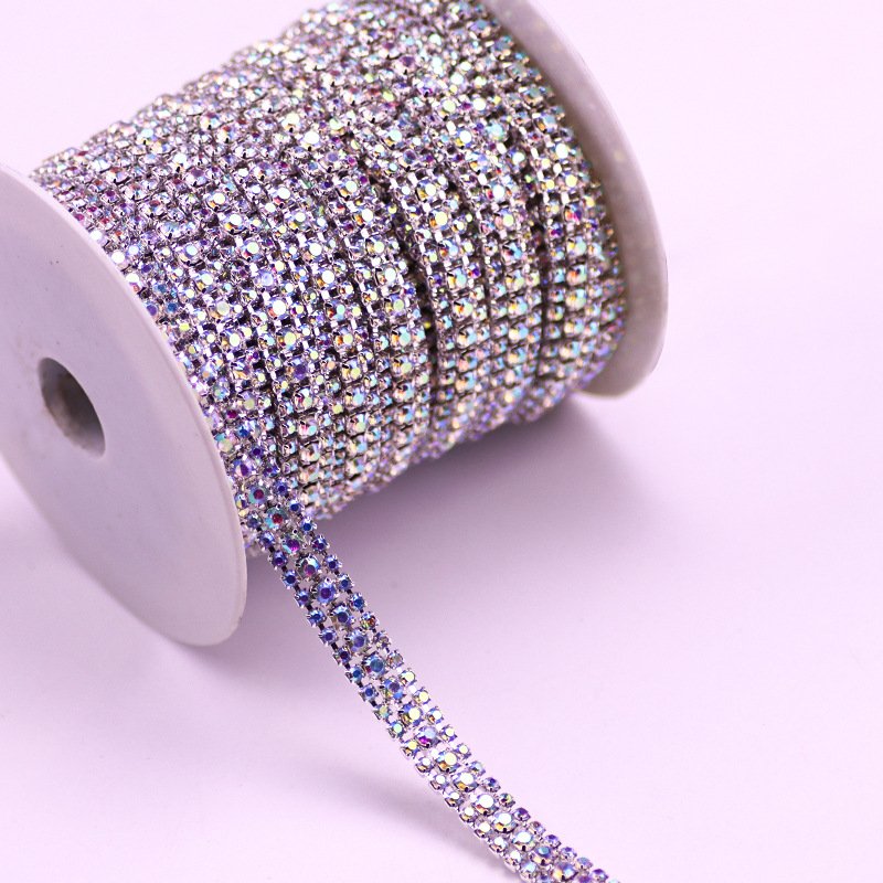 Wholesale AB Claw Chain Sewing Crafts DIY Wedding Decorations Custom Fashion Various Shiny Ab Rhinestone Crystal Chain Trim