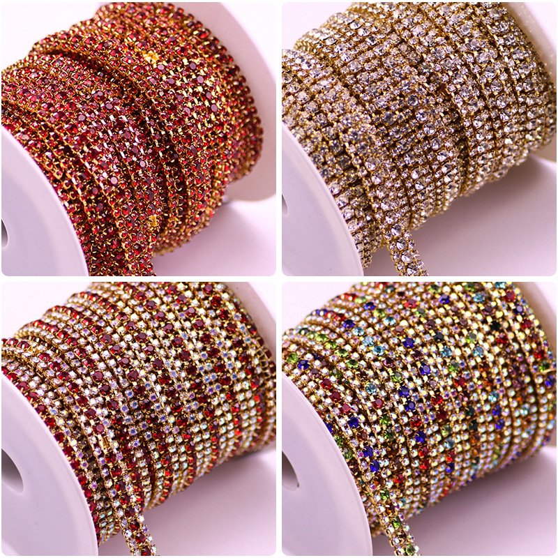 Wholesale AB Claw Chain Sewing Crafts DIY Wedding Decorations Custom Fashion Various Shiny Ab Rhinestone Crystal Chain Trim