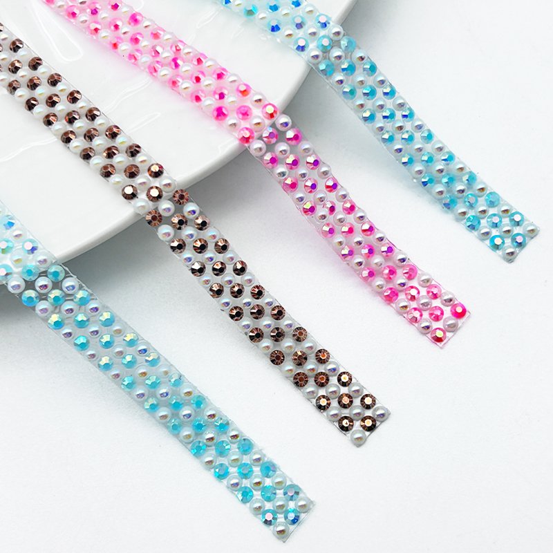 Custom Resin Rhinestone Ribbon Trim Hotfix Strass Applique Decoration Self Adhesive Rhinestone Roll