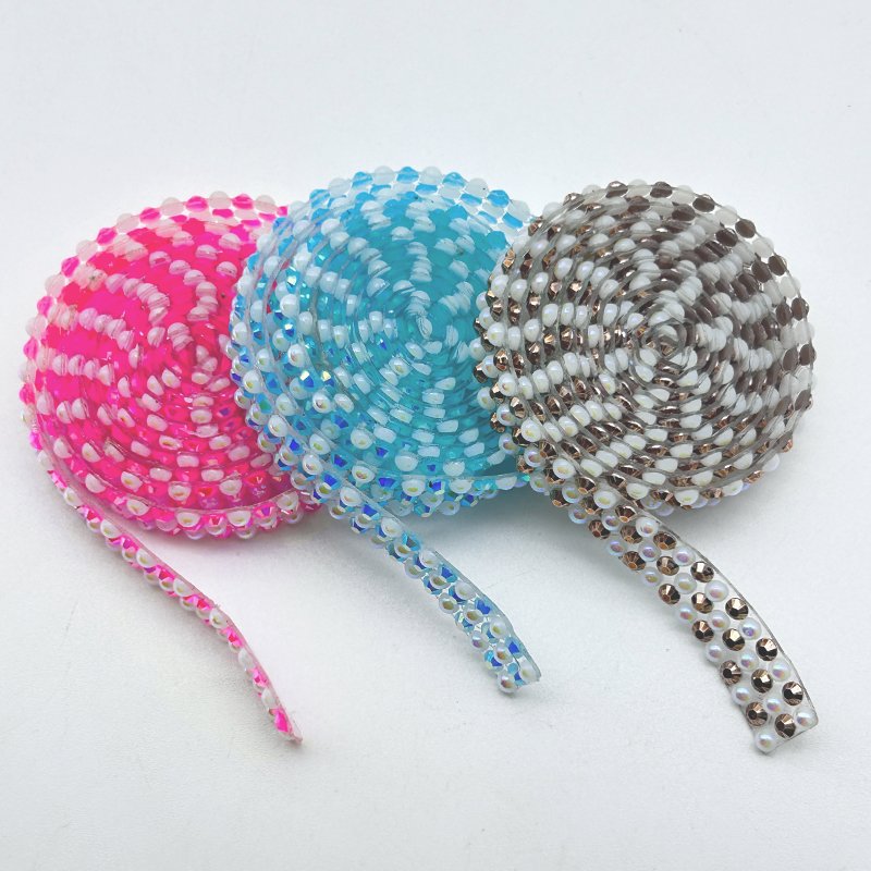 Custom Resin Rhinestone Ribbon Trim Hotfix Strass Applique Decoration Self Adhesive Rhinestone Roll