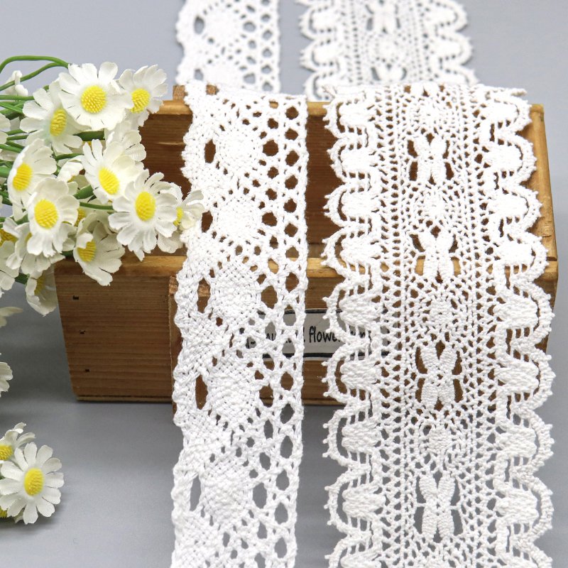 Hot selling sewing trim lace vintage 6.5cm eco friendly Crochet Ribbon lace for wedding dress