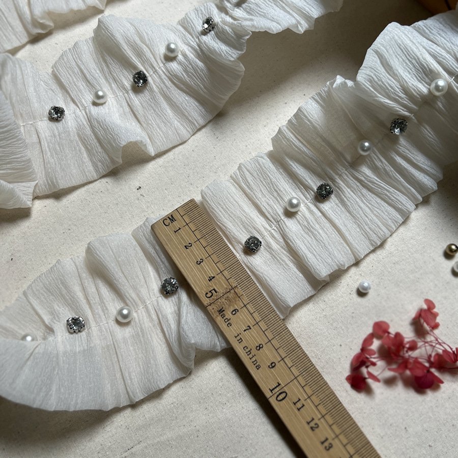 beaded double chiffon pearl pleated lace lace accessories Clothing design diy handmade materials