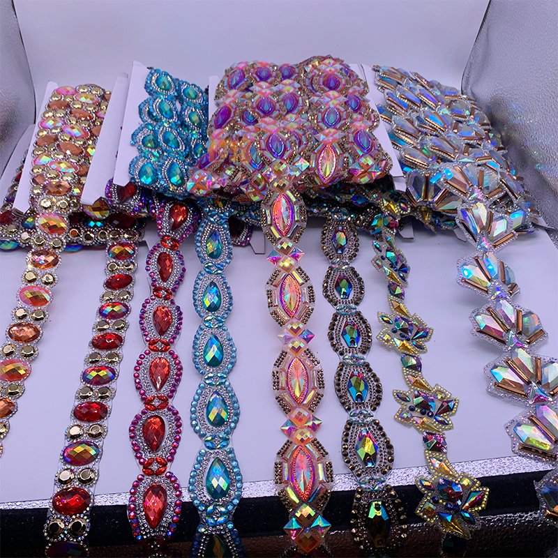 2024 Customize Carnival Costume Carnival Trim Iron On Rhinestone Diamond Applique Trim