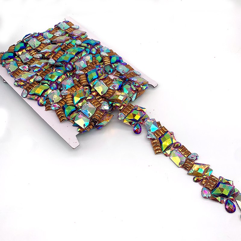 2024 Customize Carnival Costume Carnival Trim Iron On Rhinestone Diamond Applique Trim