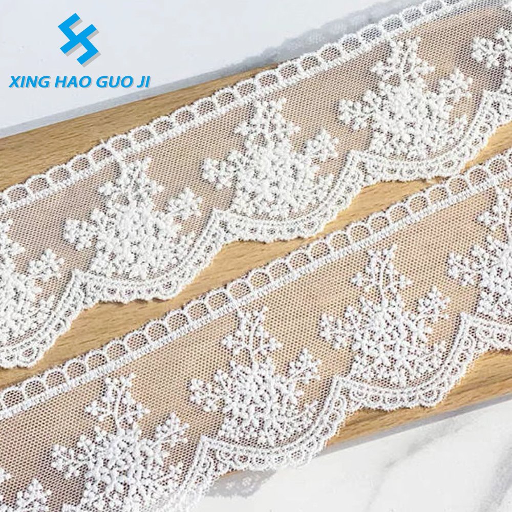 Delicate soft 6CM net yarn cotton thread embroidery French lace trim clothing accessories