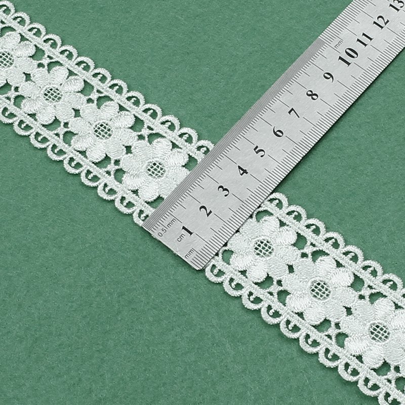 Wholesale bright polyester lace trim water soluble embroidery non-elastic lace ribbon for clothing dress decoration accessories