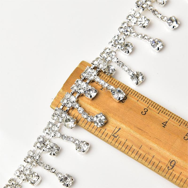 JFRT044 Fringe Rhinestone Trim Chain Crystal By The Yard Tassel Rhinestones For Garment Jewelry Decoration