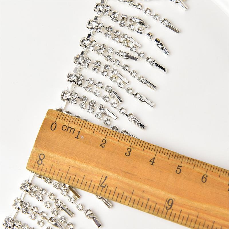 JFRT044 Fringe Rhinestone Trim Chain Crystal By The Yard Tassel Rhinestones For Garment Jewelry Decoration