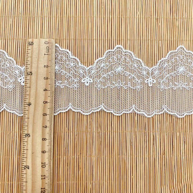 6CM wholesale polyester white embroidery border net lace trim fabric strips LT2666B