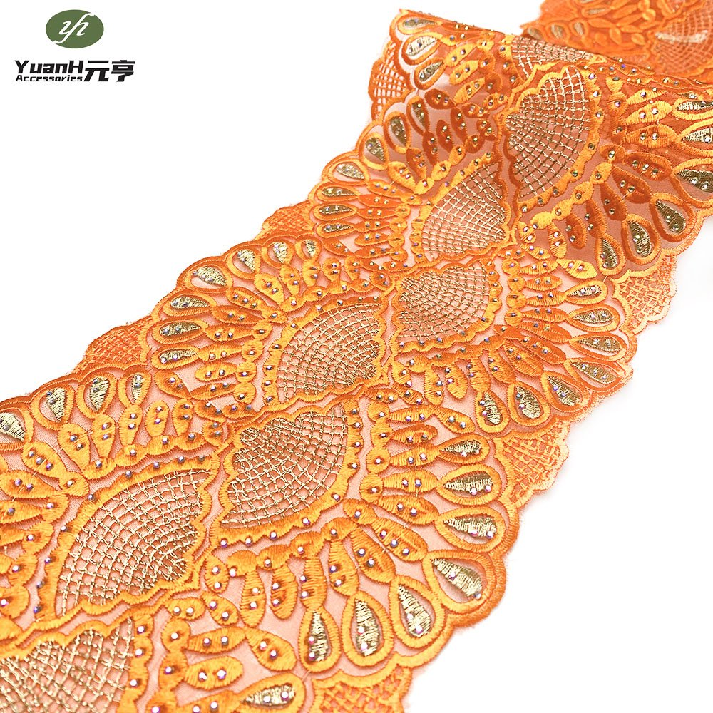 Customizable DIY garment accessories 3D flower organza mesh embroidery textile dress skirt edge broder lace fabric trim