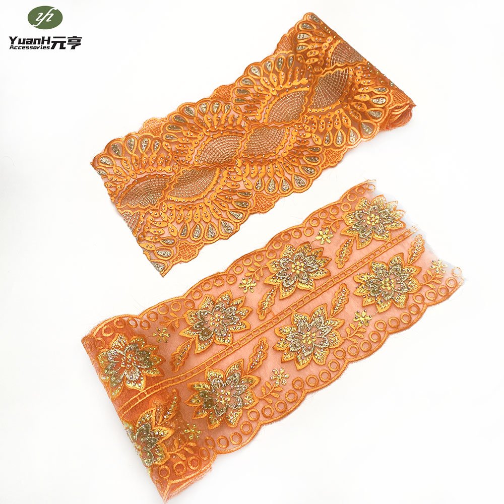 Customizable DIY garment accessories 3D flower organza mesh embroidery textile dress skirt edge broder lace fabric trim