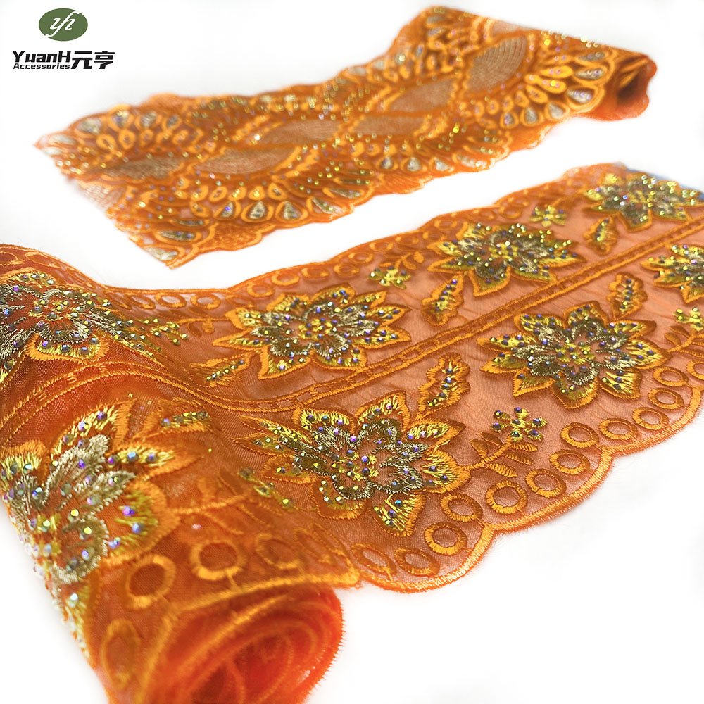 Customizable DIY garment accessories 3D flower organza mesh embroidery textile dress skirt edge broder lace fabric trim