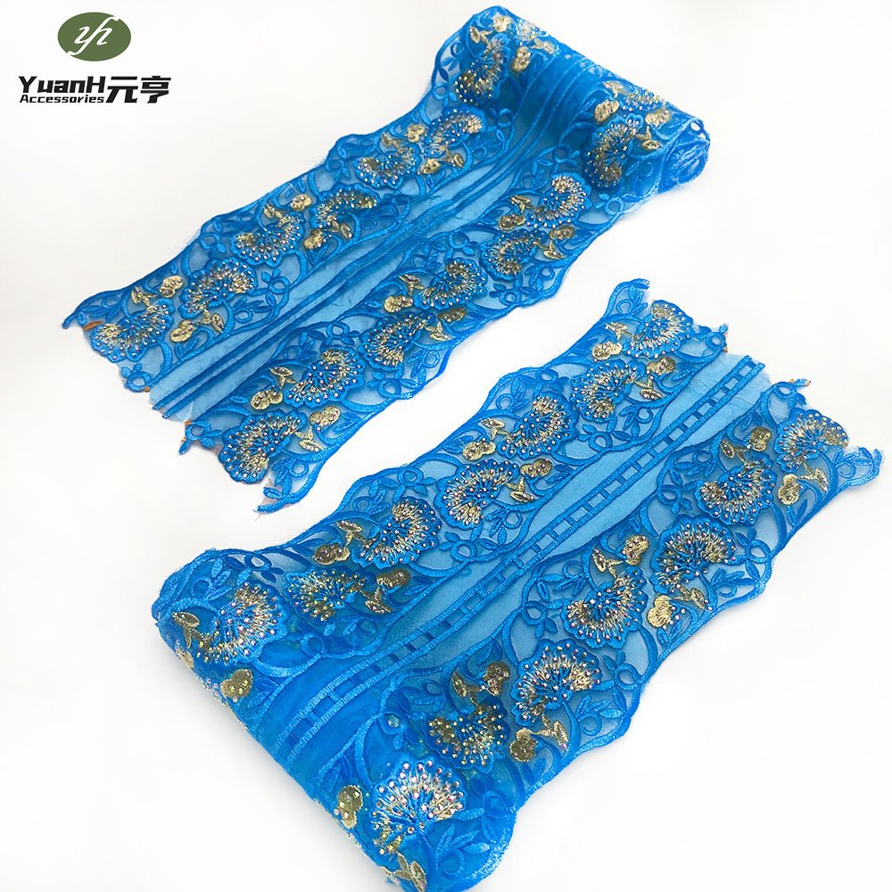 Customizable DIY garment accessories 3D flower organza mesh embroidery textile dress skirt edge broder lace fabric trim