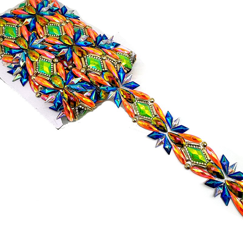 2025 Samba Carnival Costume Rhinestone Iron on Trim Resin Gem Applique For Carnival Costumes Accessories