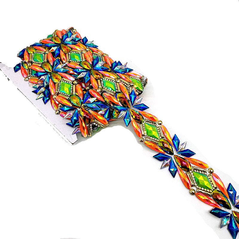2025 Samba Carnival Costume Rhinestone Iron on Trim Resin Gem Applique For Carnival Costumes Accessories