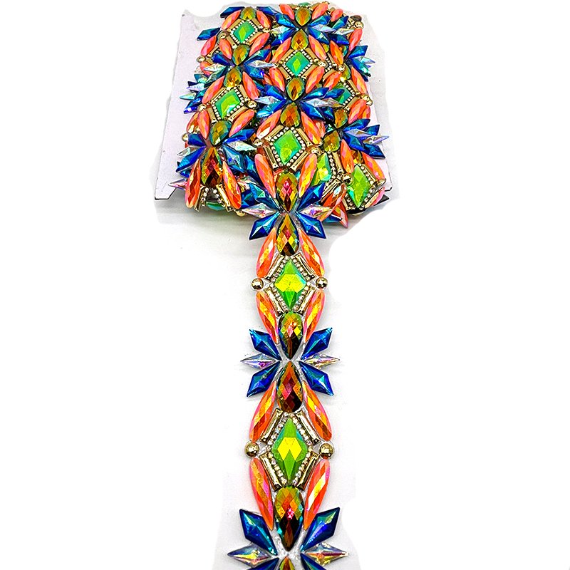 2025 Samba Carnival Costume Rhinestone Iron on Trim Resin Gem Applique For Carnival Costumes Accessories