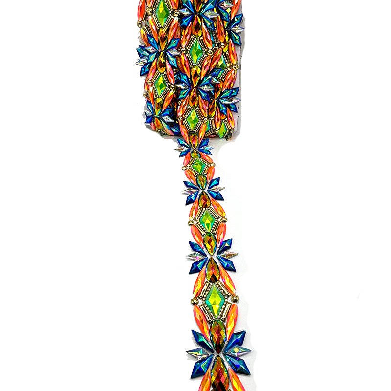 2025 Samba Carnival Costume Rhinestone Iron on Trim Resin Gem Applique For Carnival Costumes Accessories
