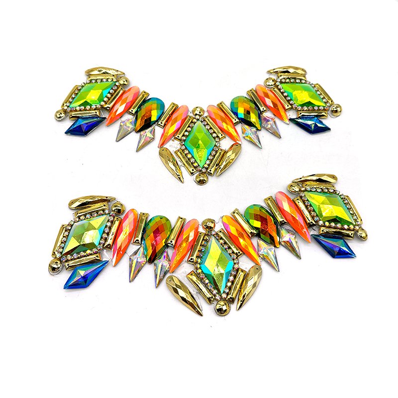 2025 Samba Carnival Costume Rhinestone Iron on Trim Resin Gem Applique For Carnival Costumes Accessories