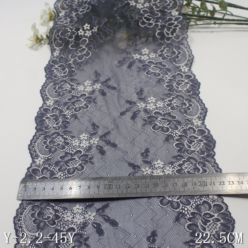 Factory price Bicolor Elastic Lace Trim 23cm Soft Stretch spandex Lace fabric Vintage Flora Pattern for women lingerie panties