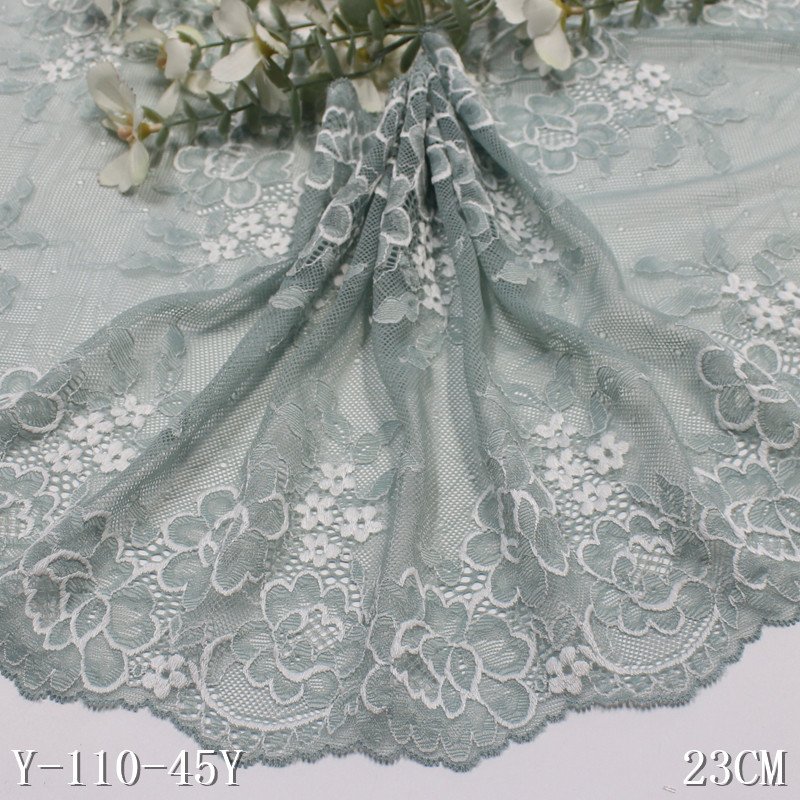 Factory price Bicolor Elastic Lace Trim 23cm Soft Stretch spandex Lace fabric Vintage Flora Pattern for women lingerie panties
