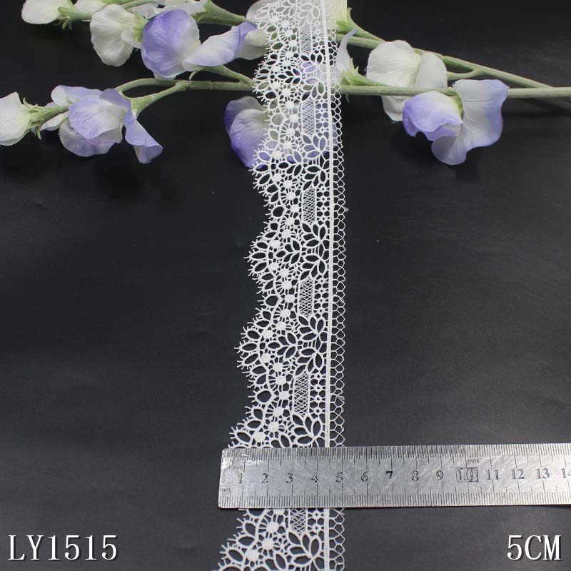 High Quality 100% Polyester Guipure Border Black White Lace Embroidered Custom Lace trim for dress
