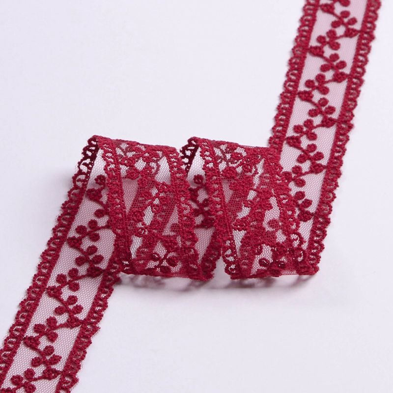 Hot Sale 35cm Inelastic Scalloped Solid Color Polyester Lace Trim for Garment Accessories