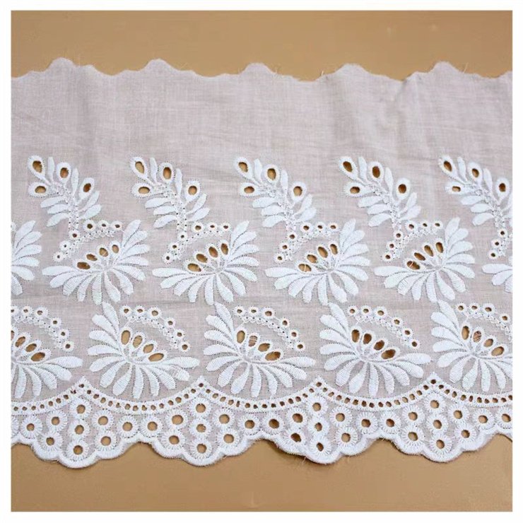 Hot selling 20cm wide white French decal fabric bridal dress accessories with trimmed embroidery lace and skirt trimming