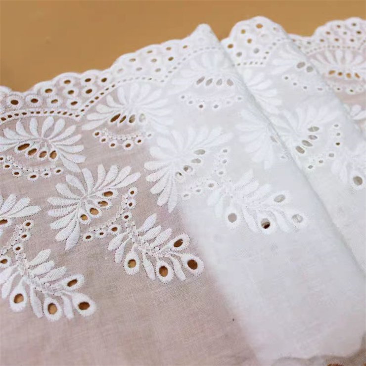 Hot selling 20cm wide white French decal fabric bridal dress accessories with trimmed embroidery lace and skirt trimming