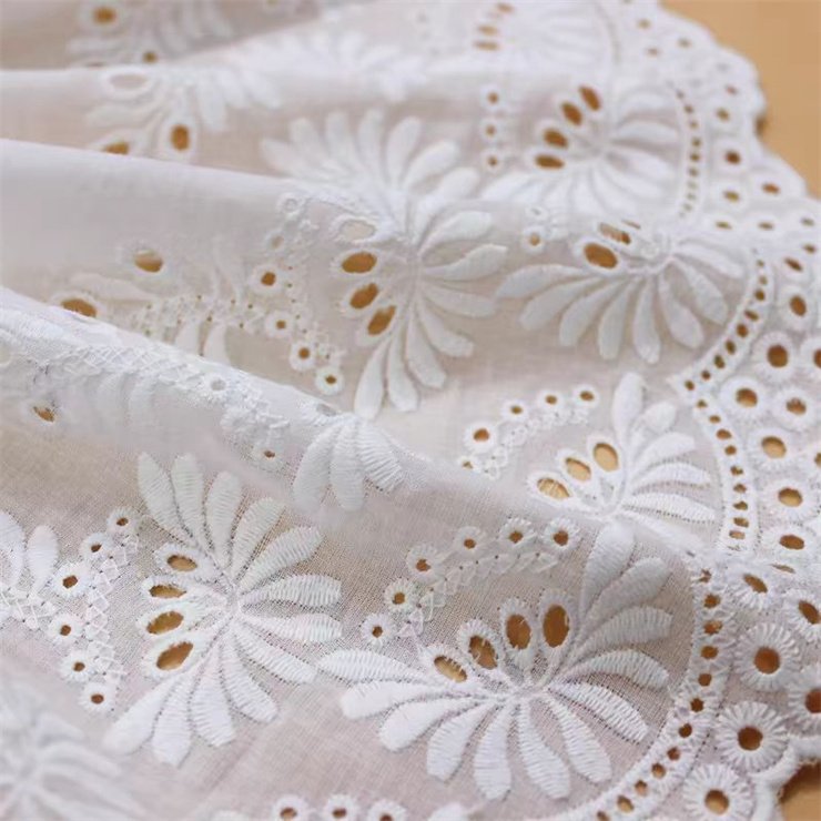 Hot selling 20cm wide white French decal fabric bridal dress accessories with trimmed embroidery lace and skirt trimming