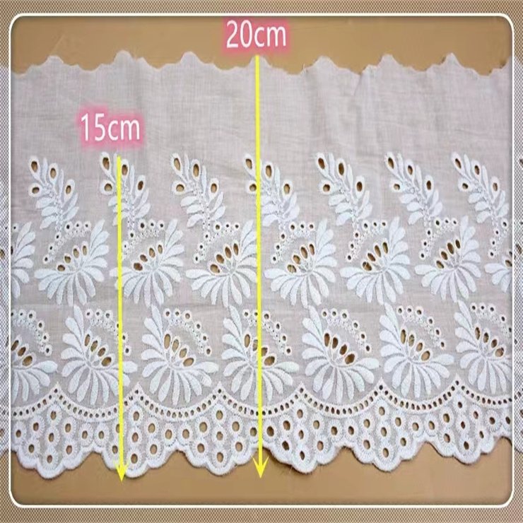 Hot selling 20cm wide white French decal fabric bridal dress accessories with trimmed embroidery lace and skirt trimming
