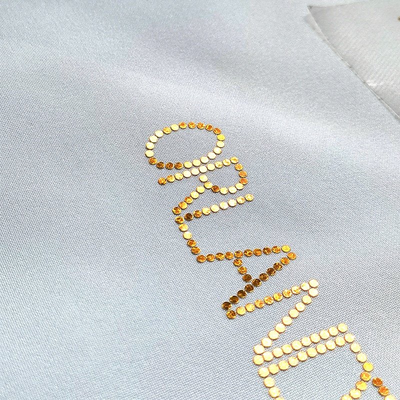 Hot Selling Tag Sequin Patch PET Colorful Trimming Hot Fix Adhesive Woven Label Shiny Letters Tags PVC Heat Transfer For Tshirt