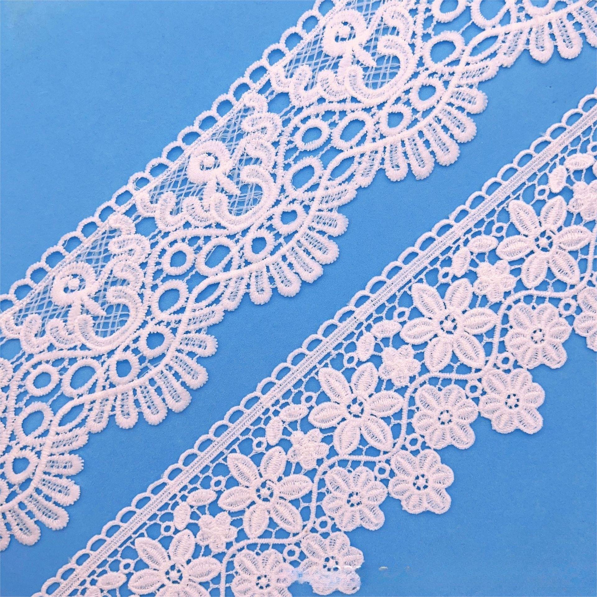 Bridal Floral Border trim lace Emrobroidery water soluble milk fiber lace trim guipure Decorative lace trim for garment