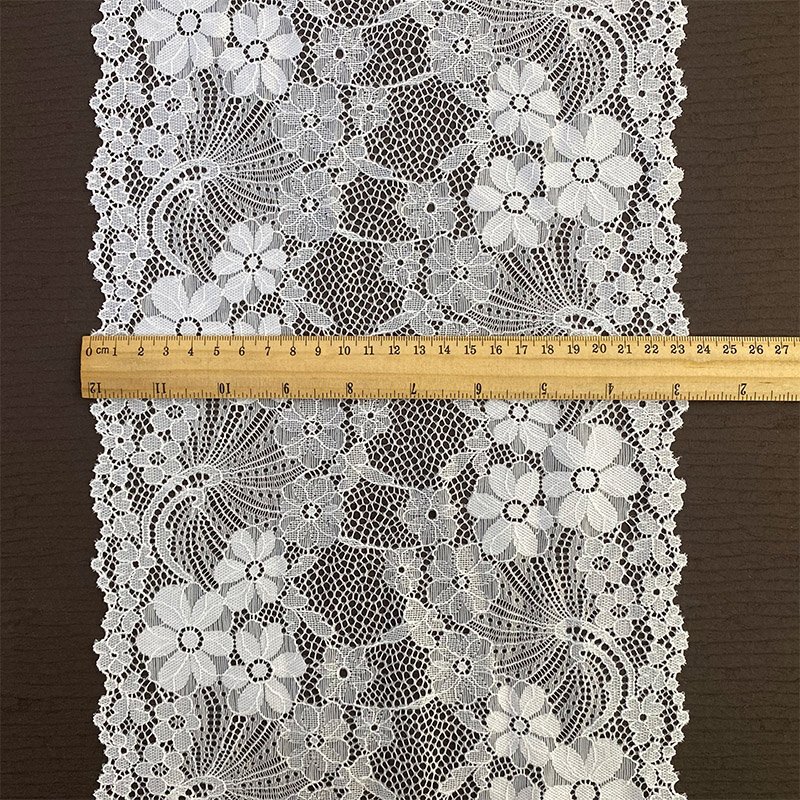 Top Quality Custom Elastic French Lace 24cm Trim Wholesale white Flower Eyelet Lace Trim For Lingerie
