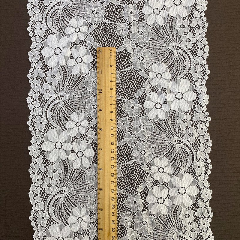 Top Quality Custom Elastic French Lace 24cm Trim Wholesale white Flower Eyelet Lace Trim For Lingerie