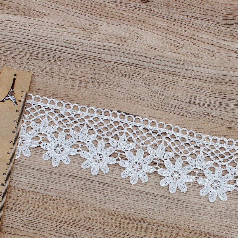 Zeal Custom White Polyester Water Soluble Lace 6cm Wide Exquisite Fringe Ribbons Trim DIY Sewing Supplies Crocheted Fashion