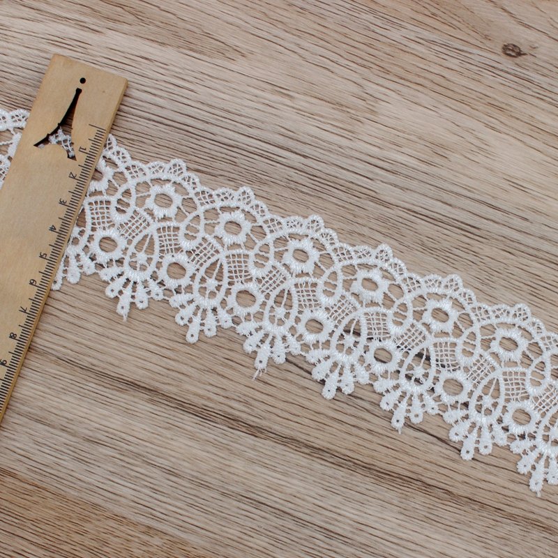 Zeal Custom White Polyester Water Soluble Lace 6cm Wide Exquisite Fringe Ribbons Trim DIY Sewing Supplies Crocheted Fashion