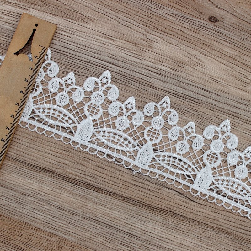 Zeal Custom White Polyester Water Soluble Lace 6cm Wide Exquisite Fringe Ribbons Trim DIY Sewing Supplies Crocheted Fashion