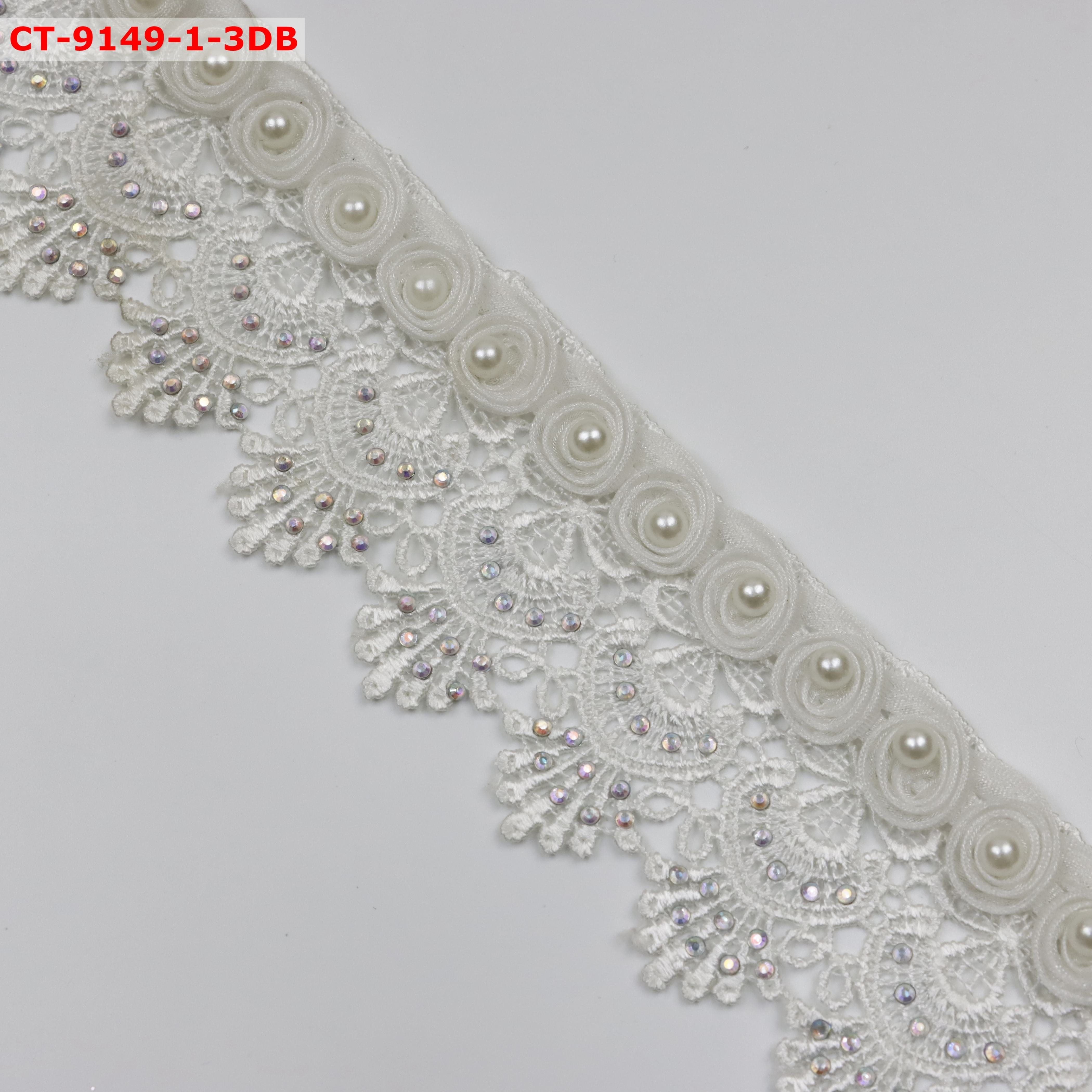 Encajes y cintas 3d guipure rhinestone and crystal beaded lace trim