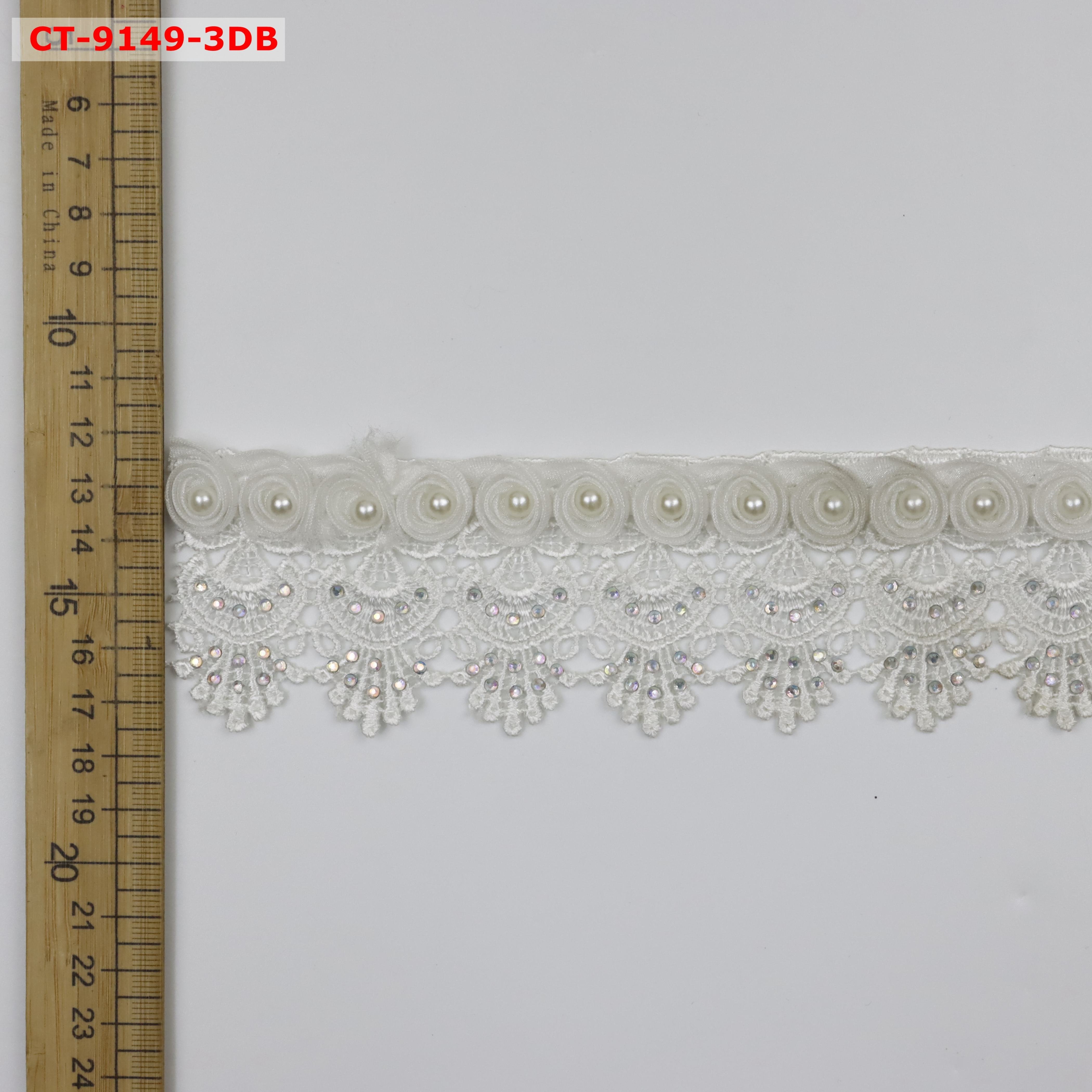 Encajes y cintas 3d guipure rhinestone and crystal beaded lace trim