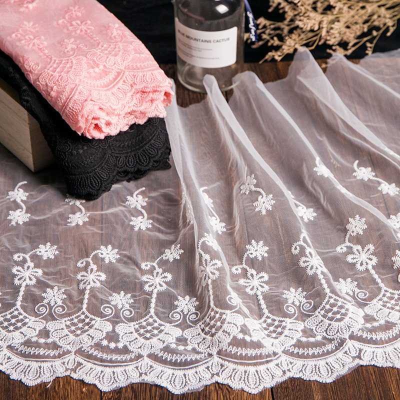 Fashion Design Flower Embroidery Lace Trimming Soft Mesh Lace Trim For Ladies Dress Clothes Embroidery