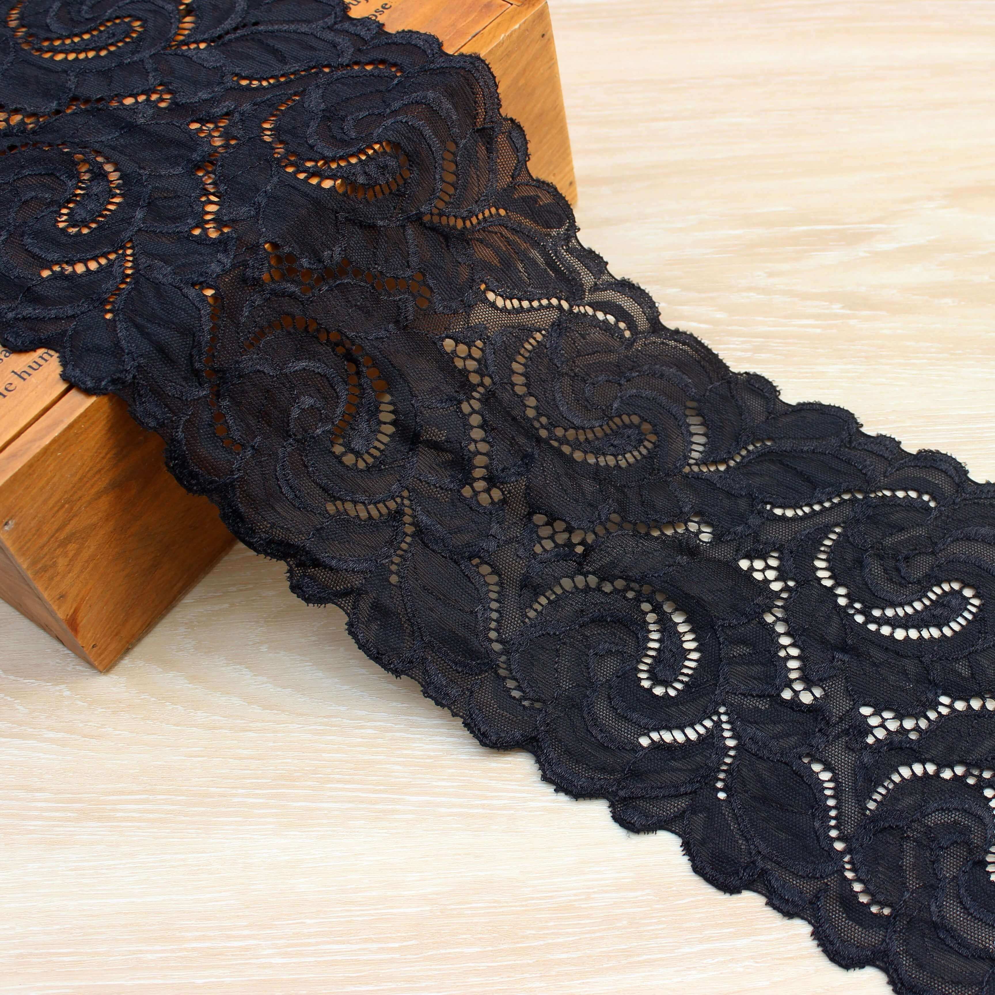 Zeal 17.5cm White Elastic Lace Fabric French Hollow Underwear Stretch Laces Trim DIY Frenchs Hollows Underwears Ornament