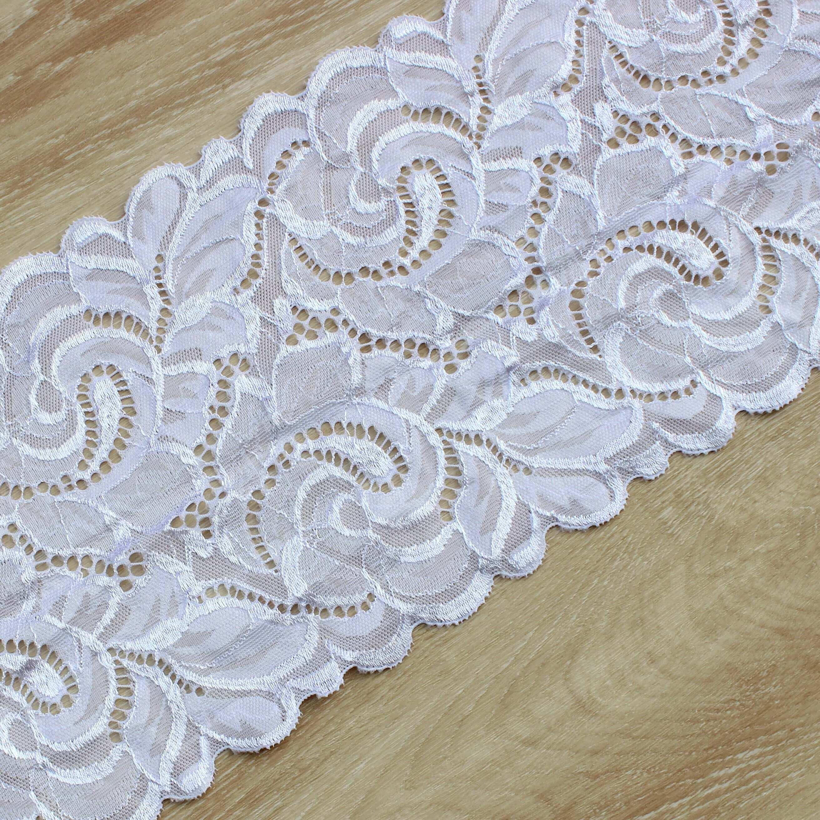 Zeal 17.5cm White Elastic Lace Fabric French Hollow Underwear Stretch Laces Trim DIY Frenchs Hollows Underwears Ornament