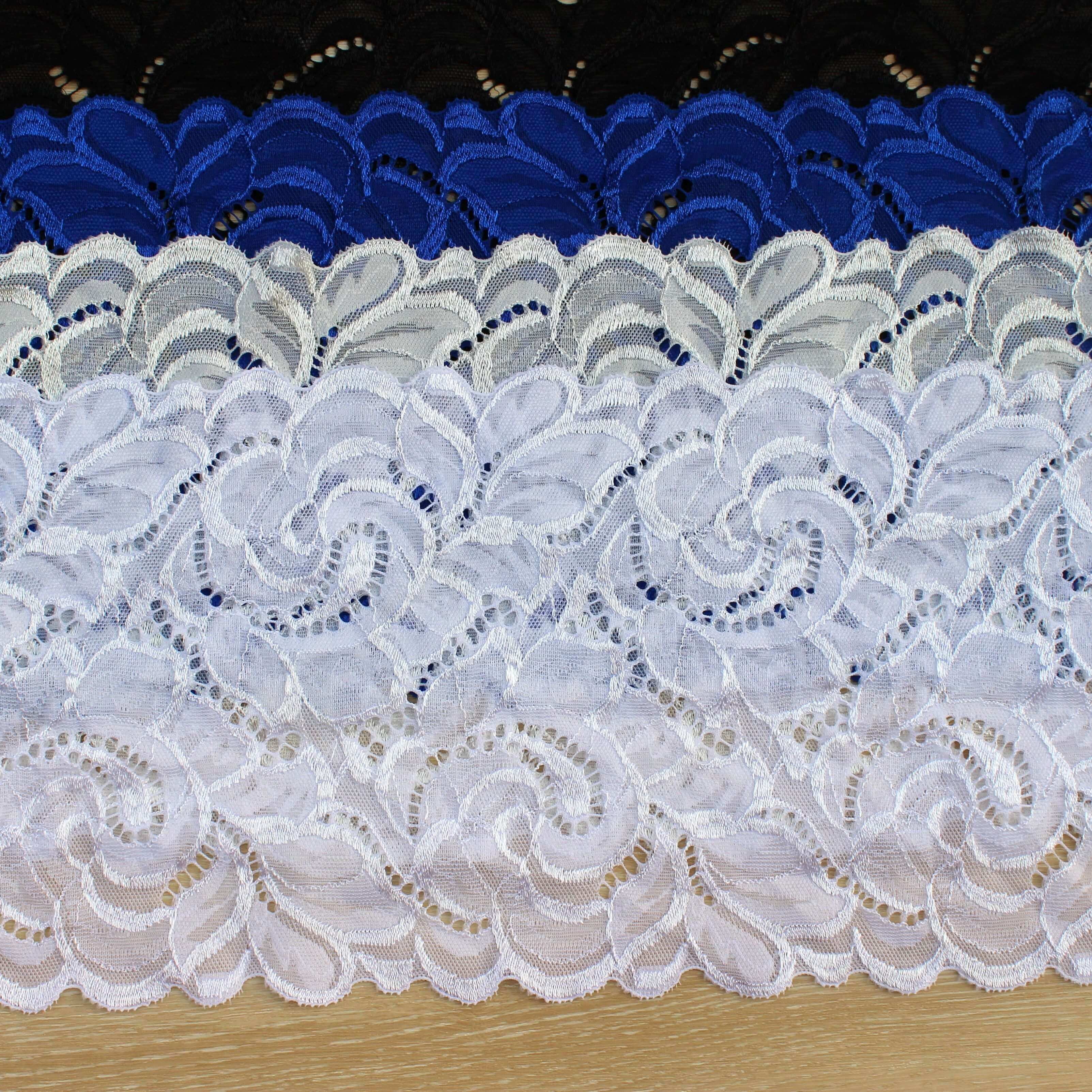 Zeal 17.5cm White Elastic Lace Fabric French Hollow Underwear Stretch Laces Trim DIY Frenchs Hollows Underwears Ornament