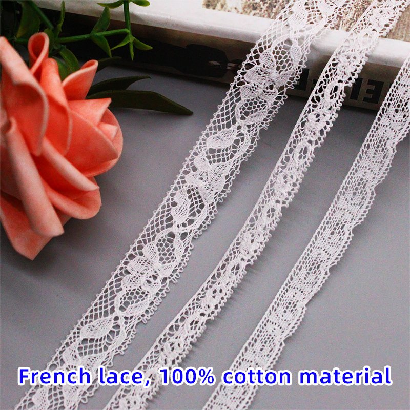 High Quality Natural white 100% Cotton Lace Trims Soft French lace 1.5cm Width Underwear lace